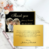 Zwart Unieke Moderne Foto Trouwen Dank u kaart