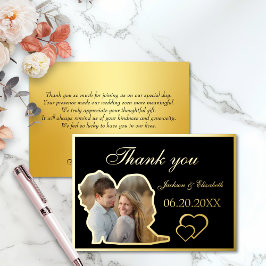 Zwart Unieke Moderne Foto Trouwen Dank u kaart