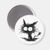 Zwart Unkempt Kitten Magneet (Voorkant / Achterkant)