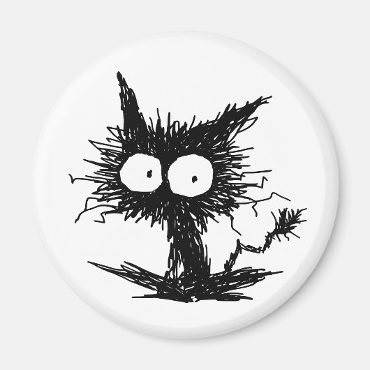 Zwart Unkempt Kitten Magneet (Voorkant)