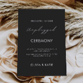 Zwart Unplugged Ceremony Wedding Sign Kaart