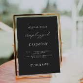 Zwart Unplugged Ceremony Wedding Sign Kaart
