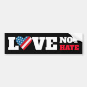 Zwart USA Vlag Hart Liefde Niet Haat Bold Rustiek Bumpersticker (Voorkant)
