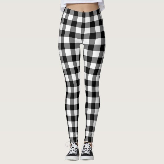 Zwart & uw kleur Buffalo Check - Leggings (Voorkant)