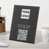Zwart uw logo aangepaste zakelijke QR-code menu Reclamebord Met Voetstuk (Insitu)