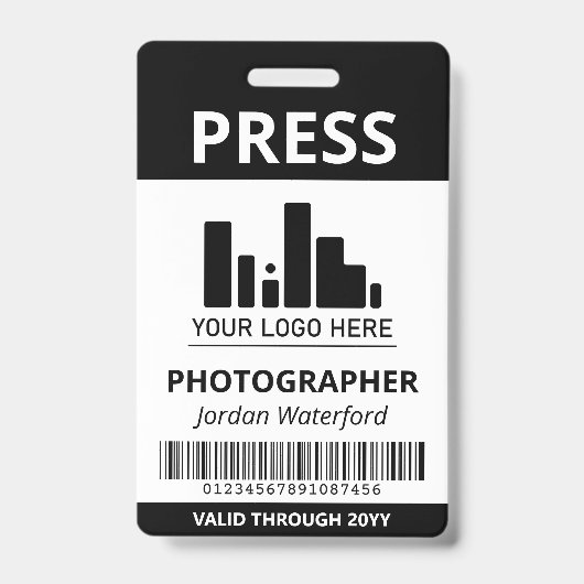 Zwart uw logo barcode pers ID Badge (Voorzijde)