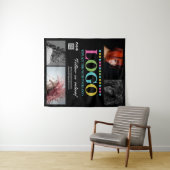 Zwart Uw Logo Foto's QR Code Social Media Promo Wandkleed (In Situ (horizontaal))