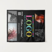 Zwart Uw Logo Foto's QR Code Social Media Promo Wandkleed (Voorkant (horizontaal))