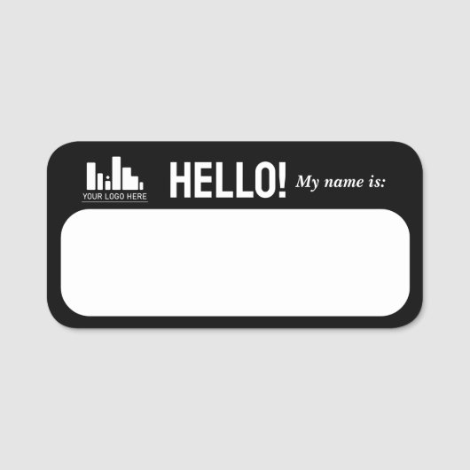 Zwart Uw Logo Hallo Mijn naam is Naamplaatje (Voorkant)