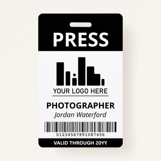 Zwart Uw Logo streepjescode Druk op ID Badge (Voorkant)