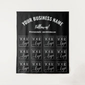 Zwart Uw Logo Volg ons Small Business Achtergrond Wandkleed (Voorkant)