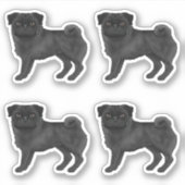 Zwart vacht kleur Pug Mops Schattige Dog Illustrat Sticker (Voorkant)