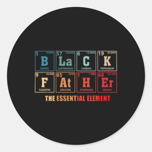 Zwart Vader Essential Elet Vaderdag Zwart Vader Ronde Sticker (Voorkant)