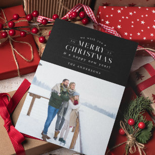 Zwart Vakantie Plaid Foto Kerst Kaart