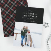 Zwart Vakantie Plaid Foto Kerst Kaart