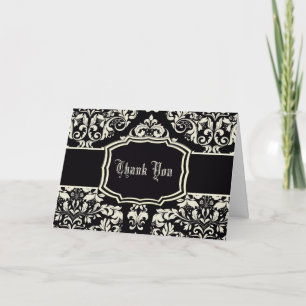 Zwart & Vanilla Cream Damask Bedankkaart