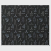 zwart varenblad cadeaupapier (Vlak)