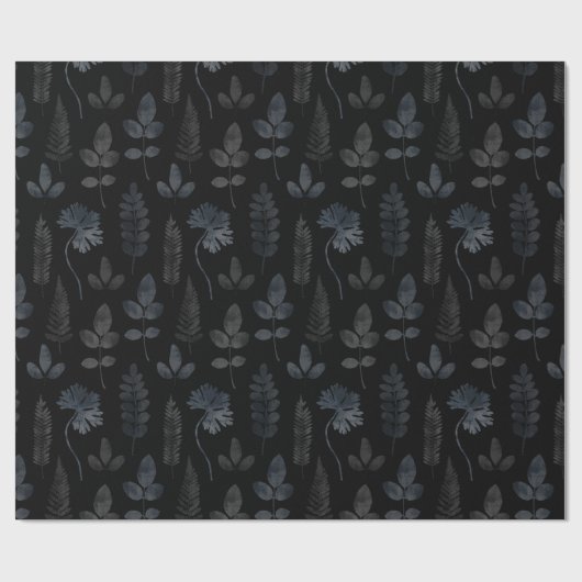 zwart varenblad cadeaupapier (Vlak)