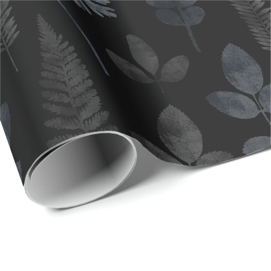 zwart varenblad cadeaupapier (Rol Hoek)