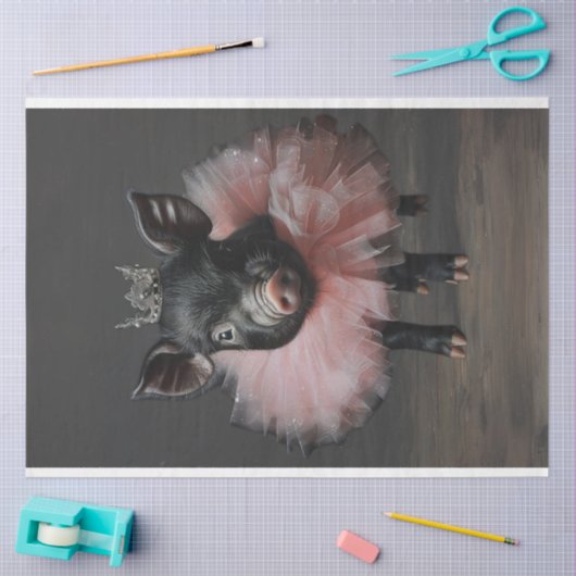  Zwart Varken Roze Tutu Decoupage Tissuepapier (Craft)
