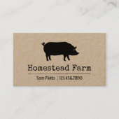 Zwart Varken Silhouet Eenvoudig Boerderij Dier Lan Visitekaartje (Voorkant)