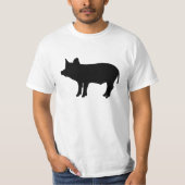 Zwart Varkenspiglet Piggy Silhouette Outline T-shirt (Voorkant)