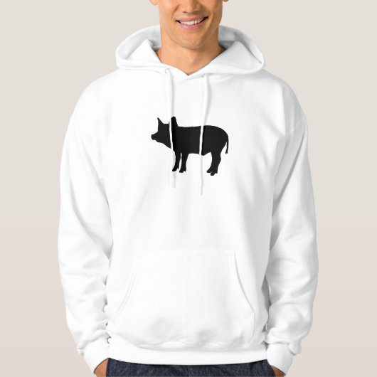 Zwart Varkensvarken Piggy Silhouet Outline Hoodie (Voorkant)