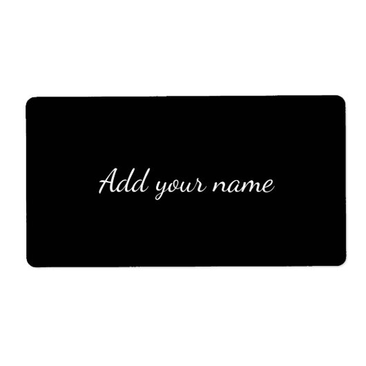 Zwart vast add naam tekstbericht hier werpen kusse etiket (Voorkant)