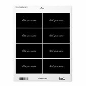 Zwart vast add naam tekstbericht hier werpen kusse etiket (Full Sheet)