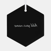 Zwart vast add naam tekstbericht hier werpen pijpl glas ornament (Achterkant)