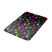 Zwart Veelkleurig Fleur-de-lis Patroonontwerp Badmat (Gekanteld)