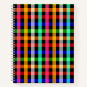 Zwart veelkleurig Gingham Plaid Pattern Design Notitieboek (Voorkant)