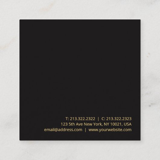 Zwart Velvet Custom Modern Elegant Luxe Best Vierkante Visitekaartje (Achterkant)