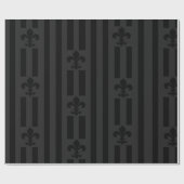 Zwart Velvet Fleur de Lis Wrapping Paper Cadeaupapier (Vlak)