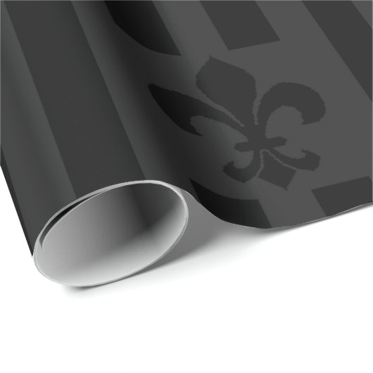 Zwart Velvet Fleur de Lis Wrapping Paper Cadeaupapier (Rol Hoek)