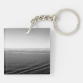 Zwart Velvet Ocean Zwart-wit Fotografie Sleutelhanger (Achterkant)