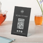 Zwart Venmo QR-codeteken Scannen naar betalen Reclamebord Met Voetstuk (Insitu)
