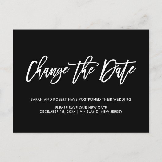 Zwart Verander de datum Uitgestelde Geannuleerde b Aankondigingskaart (Voorkant)