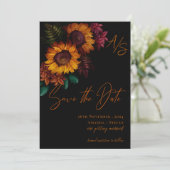 Zwart Verbrand Sinaasappel Monogram Bruiloft Save  (Staand voorkant)