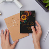 Zwart Verbrand Sinaasappel Monogram Bruiloft Save Briefkaart