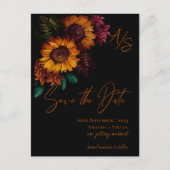 Zwart Verbrand Sinaasappel Monogram Bruiloft Save Briefkaart (Voorkant)