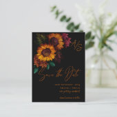 Zwart Verbrand Sinaasappel Monogram Bruiloft Save Briefkaart (Staand voorkant)