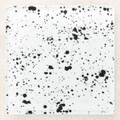 Zwart verf splatter patroon glazen onderzetter (Voorkant)