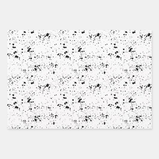 Zwart verf splatter patroon inpakpapier vel (Voorkant 3)