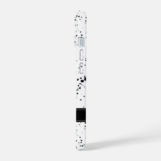 Zwart verf splatter patroon | Jouw namen toevoegen iPhone 15 Case (Linkerkant)