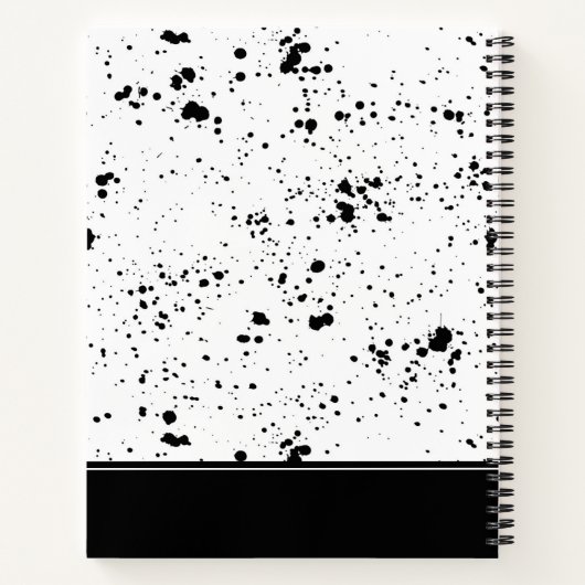 Zwart verf splatter patroon | Jouw namen toevoegen Notitieboek (Achterkant)