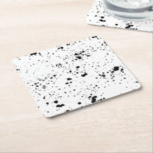 Zwart verf splatter patroon kartonnen onderzetters