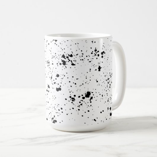 Zwart verf splatter patroon koffiemok (Voorkant rechts)