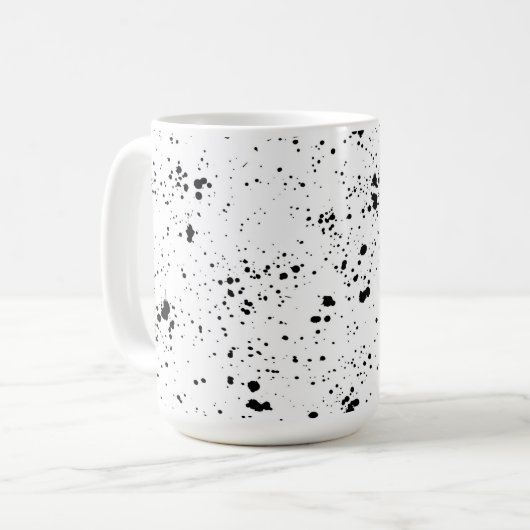 Zwart verf splatter patroon koffiemok (Voorkant links)