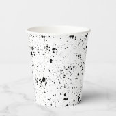Zwart verf splatter patroon papieren bekers (Achterkant)